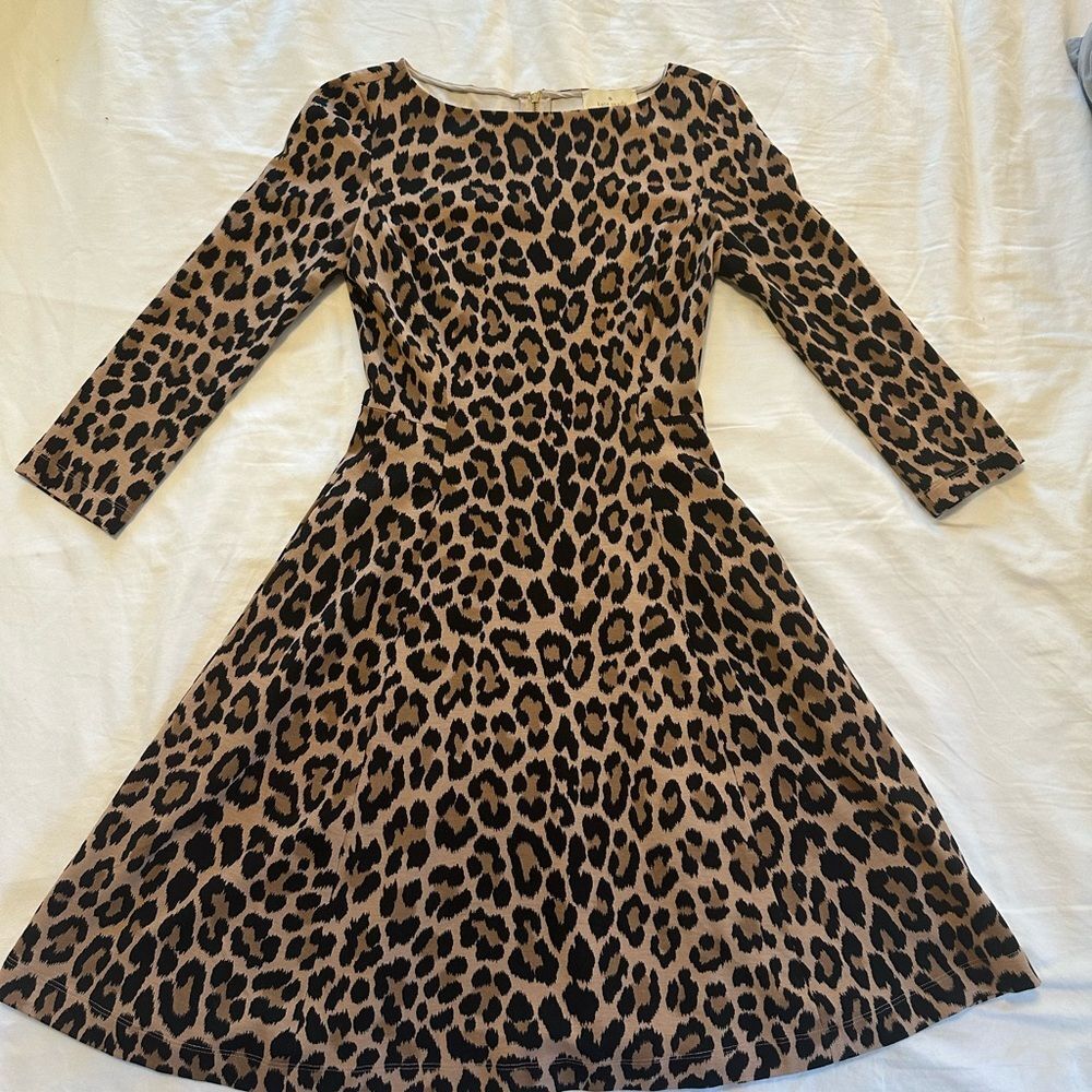 Kate Spade Leopard Fit & Flare Dress 00 Autumn Wedding Guest Homecoming - Picture 7 of 11